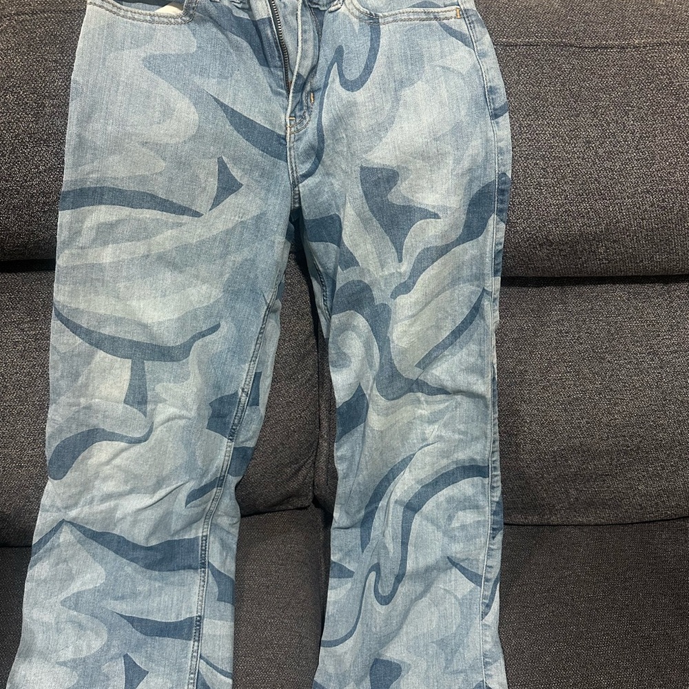 Abercrombie Kids Blue Patterned Bootcut Jeans